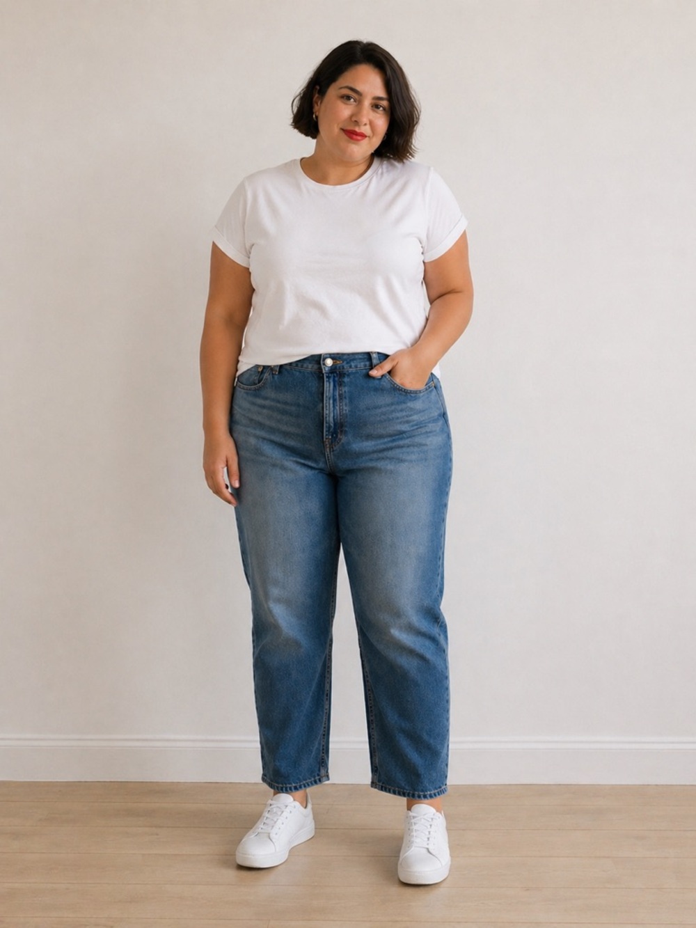 Everlane Relaxed Straight Jeans 33 High Rise Organic Cotton Blue Medium Wash